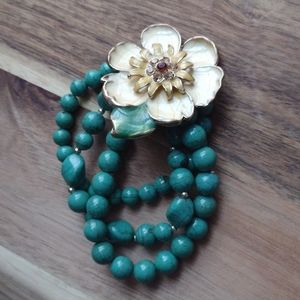 TURQUOISE BLUE BRACELET WITH WHITE FLOWER
